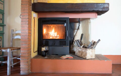 Il Canto Del Maggio: Furniture, Room, Hearth, Wood Stain, Living Room, Hardwood, Heat, Wood-Burning Stove, Fireplace, Lamp