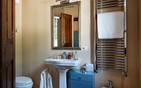 Casale Isidoro: Wall, Interior Design, Plumbing Fixture, Flooring, Floor, Bathroom Sink, Bathroom, Lighting, Furniture, Ceiling