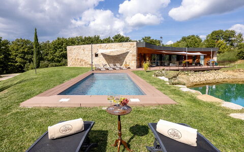 Villa Airone Tegoni, Pool, Radicondoli: Swimming Pool, Architecture, Landscape, Garden, Land Lot, Estate, Resort, Landscaping, Water Feature, Shade