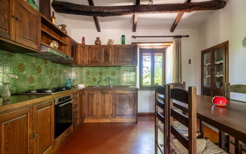 Casa La Cedrina, Pool, Lornano: Wood, Furniture, Interior Design, Room, Ceiling, Kitchen, Wood Stain, Cabinetry, Hardwood, Kitchen & Dining Room Table