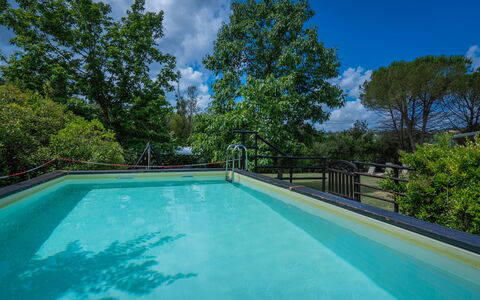Casale La Canigiana, House, Pool, San Miniato: Blue, Water, Swimming Pool, Composite Material, Shade, Resort, Eco Hotel, Reflection, Fence, Water Feature