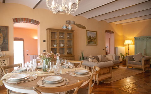 The Tuscan Retreat Spa: Furniture, Interior Design, Chair, Table, Flooring, Wood, Floor, Room, Dining Room, Kitchen & Dining Room Table