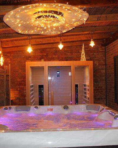 Holiday Home Croce With Spa: Interior Design, Furniture, Wood, Flooring, Ceiling, Floor, Lighting, Light Fixture, Room, Home