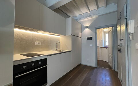 Guelfa 60: Flooring, Kitchen, Interior Design, Ceiling, Floor, Countertop, Major Appliance, Kitchen Appliance, Lighting, Room