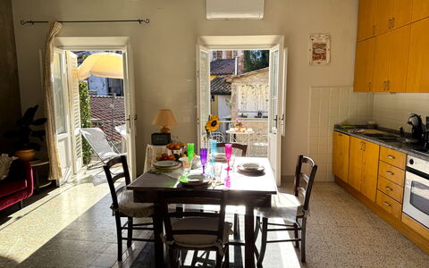 Casa Capolino: Furniture, Flooring, Interior Design, Chair, Wood, Floor, Table, Kitchen & Dining Room Table, Lighting, Dining Room