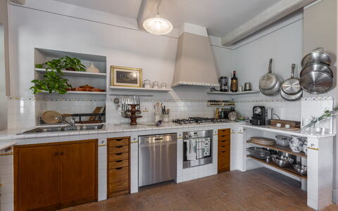 Aqua Bio Retreat: Kitchen, Countertop, Kitchen Appliance, Interior Design, Kitchen Stove, Cabinetry, Flooring, Wood, Major Appliance, Furniture