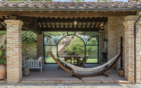 Aqua Bio Retreat: Furniture, Brick, Garden, Outdoor Furniture, Flowerpot, Outdoor Structure, Chair, Column, Patio, Estate