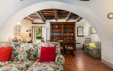 Mulino di Carpineto with Pool Gaiole in Chianti: Furniture, Wall, Home, Flooring, Interior Design, House, Table, Couch, Living Room, Room
