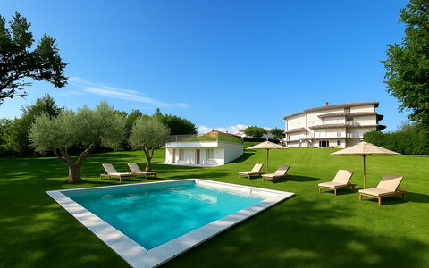 Villa al Glicine Proprietà: Swimming Pool, Garden, Land Lot, Lawn, Resort, Shade, Estate, Landscaping, Yard, Farmhouse