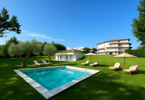 Villa al Glicine Proprietà: Swimming Pool, Garden, Land Lot, Lawn, Resort, Shade, Estate, Landscaping, Yard, Farmhouse