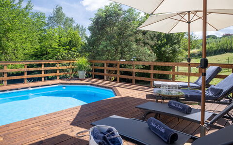 Podere la Botte, Pool, Lari: Wood, Swimming Pool, Outdoor Furniture, Furniture, Hardwood, Wood Stain, Deck, Eco Hotel, Resort, Plank