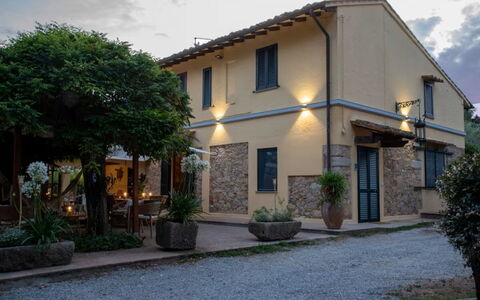 Podere la Botte, Pool, Lari: Door, Home, Flowerpot, Shade, Houseplant, Estate, Yard, Awning, Balcony, Driveway