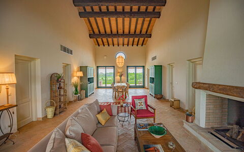 Villa Lodolaio: Furniture, Home, Estate, Ceiling, Chair, Villa, Living Room, Farmhouse, Design, Houseplant