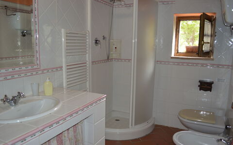 Agriturismo Bellavista, Private Pool, Val D'Orcia: Flooring, Plumbing Fixture, Interior Design, Floor, Bathroom, Bathroom Sink, Sink, Room, Tap, Plumbing