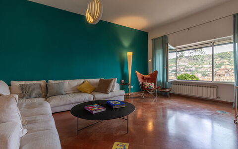 Villa Fior di Roccia: Furniture, Interior Design, Flooring, Room, Ceiling, Home, Floor, Lighting, Chair, Apartment