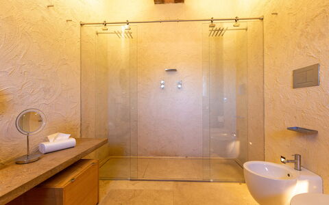 Poggio Mori 20: Flooring, Wall, Interior Design, Plumbing Fixture, Floor, Bathroom, Lighting, Brown, Light Fixture, Plumbing