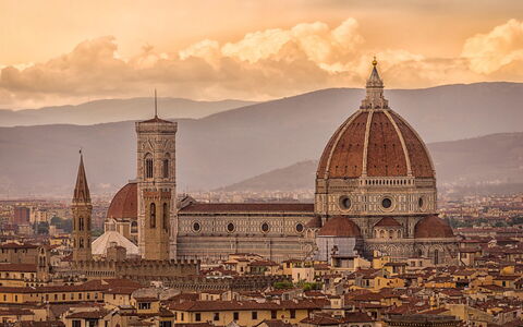 Podere le Lune with Pool, San Gimignano: Sky, Dome, City, Landmark, Tower, Roof, Place Of Worship, Spire, Dome