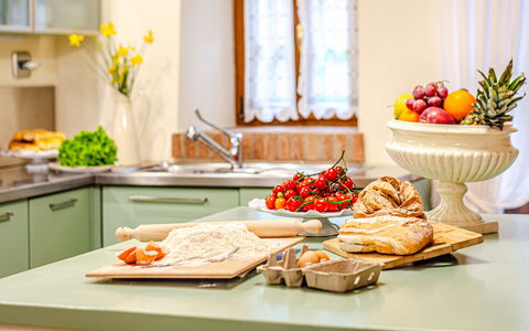 Chateau la Siroque: Tableware, Fruit, Furniture, Food, Interior Design, Kitchen, Countertop, Table, Lighting, Kitchen Appliance