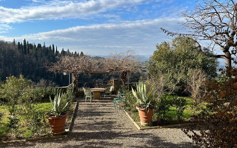 Villa Il Casalino, Florentine Hills with Pool: Vegetation, Shrub, Landscape, Plant Community, Flowerpot, Garden, Landscaping, Botanical Garden, Walkway