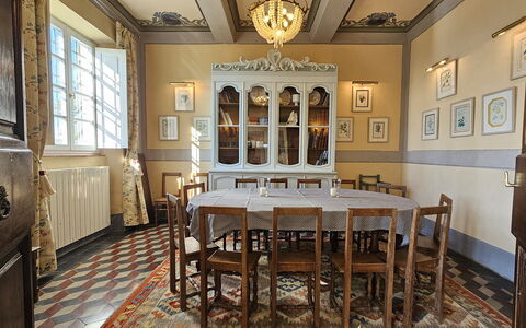 Villa Il Torrazzo, Vista Mare, Massarosa: Furniture, Interior Design, Flooring, Floor, Wood, Ceiling, Table, Lighting, Dining Room, Light Fixture