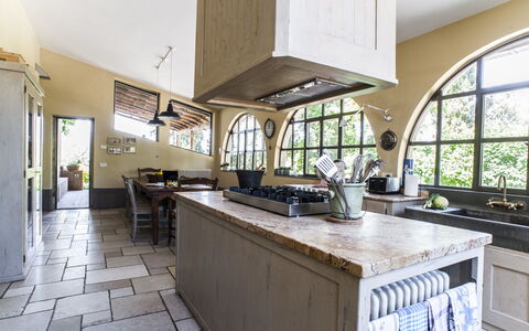 Villa Il Colto: Kitchen, Furniture, Interior Design, Countertop, Flooring, Wood, Kitchen Appliance, Floor, Cabinetry, Ceiling
