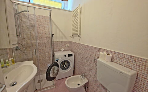 Casa Serena: Plumbing Fixture, Bathroom Sink, Bathroom, Washing Machine, Sink, Flooring, Floor, Toilet, Interior Design, Tap