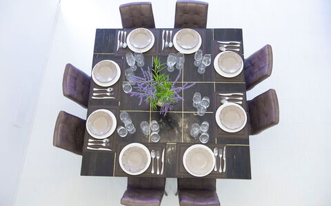 Villa del Fattore: Furniture, Table, Tableware, Dining Room, Kitchen & Dining Room Table, Chair, Serveware, Dishware, Natural Material, Plate