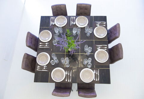 Villa del Fattore: Furniture, Table, Tableware, Dining Room, Kitchen & Dining Room Table, Chair, Serveware, Dishware, Natural Material, Plate