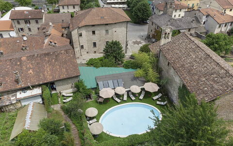 Villa Senio: House, Outdoor Furniture, Human Settlement, Umbrella, Courtyard, Estate, Hacienda, Yard, Swimming Pool, Landscaping