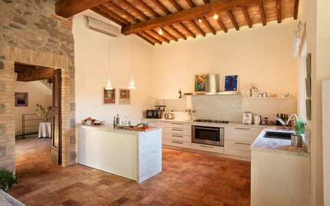 Villa Collombroso: Furniture, Interior Design, Flooring, Wall, Wood, Floor, Ceiling, Countertop, Kitchen, Lighting