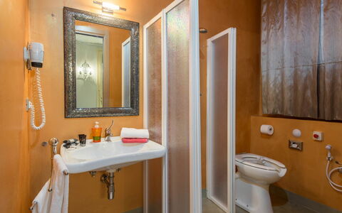 Villa Bastiano: Interior Design, Floor, Flooring, Room, Plumbing Fixture, Ceiling, Plumbing, Orange, Linens, Sink