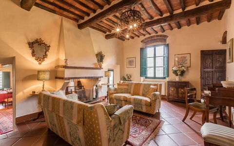 Villa Il Castagno: Wall, Furniture, Architecture, Home, Chair, Living Room, Stone Wall, Villa, Houseplant, Brick