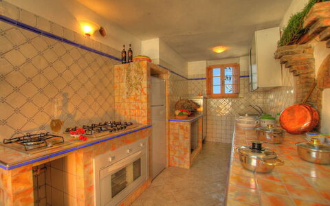 Villa Incanto: Interior Design, Flooring, Ceiling, Kitchen, Floor, Countertop, Room, Tile, Plumbing Fixture, Light Fixture