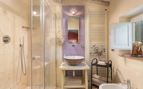 Villa la Foresta: Interior Design, Flooring, Floor, Plumbing Fixture, Bathroom, Furniture, Wood, Lighting, Room, Ceiling