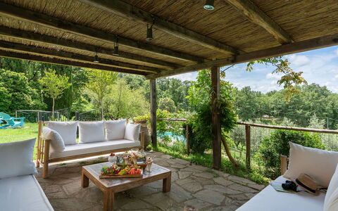 Villa la Foresta: Furniture, Wood, Chair, Table, Outdoor Furniture, Resort, Shade, Hardwood, Eco Hotel, Garden