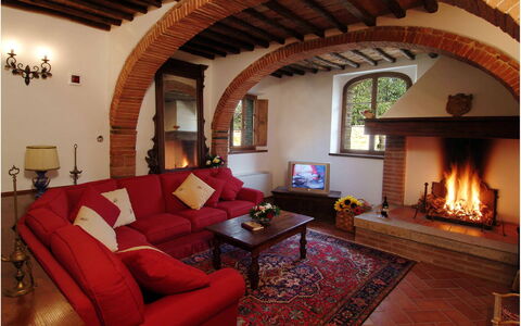 Villa Montichiello: Furniture, Interior Design, Wall, Flooring, Couch, Ceiling, Room, Floor, Living Room, Home