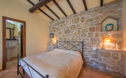 Il Giuncheto Apartments, Pool, Umbrian Countryside: Furniture, Interior Design, Wall, Flooring, Ceiling, Floor, Lighting, Room, Bed, Bedroom