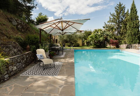 Villa Essiccatoio: Swimming Pool, Outdoor Furniture, Flagstone, Furniture, Umbrella, Shade, Resort, Chair, Eco Hotel, Composite Material