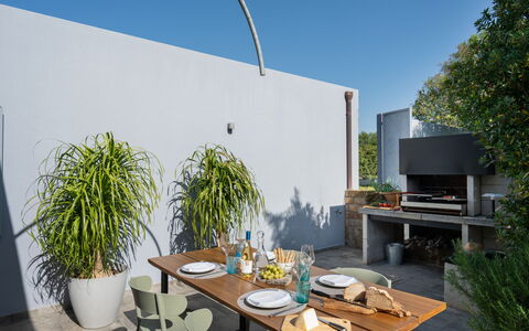 Villa Ombrone: Furniture, Outdoor Furniture, Table, Chair, Flowerpot, Outdoor Table, Kitchen & Dining Room Table, Shade, Houseplant, Garden