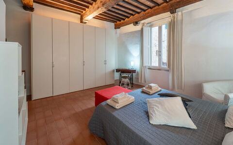 Le Loggine del Pignatello Apartment, Siena City: Wall, Interior Design, Furniture, Flooring, Floor, Ceiling, Bedroom, Room, Apartment, Bed