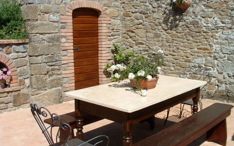 Casa Ivan: Furniture, Property, Table, Outdoor Table, Wall, Coffee Table, Room, Brickwork, Brick, Bench