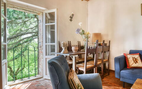 Villa the Horses: Furniture, Wall, Wood, Interior Design, Chair, Flooring, Floor, Room, Living Room, Picture Frame