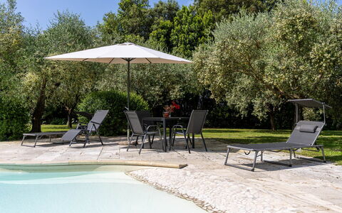 Podere Il Pozzangone, Lucignano: Furniture, Outdoor Furniture, Chair, Shade, Umbrella, Swimming Pool, Outdoor Table, Garden, Resort, Sunlounger