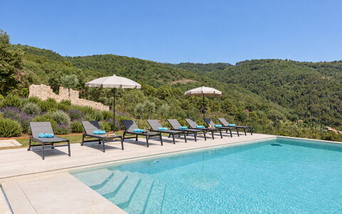 Villa Maddalena alla Guglielmesca: Blue, Mountainous Landforms, Mountain, Hill, Highland, Mountain Range, Swimming Pool, Hill Station, Resort, Ridge