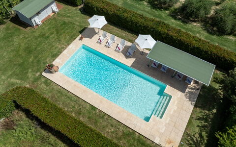 Il Cipresso, Casa dei Nonni, Cortona: Swimming Pool, Resort, Outdoor Furniture, Composite Material, Thermae, Shade, Eco Hotel, Garden, Sunlounger, Landscaping