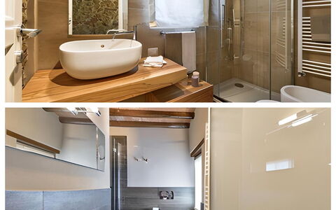 Villa Larino: Bathroom, Interior Design, Bathroom Sink, Plumbing Fixture, Flooring, Sink, Wall, Floor, Mirror, Wood