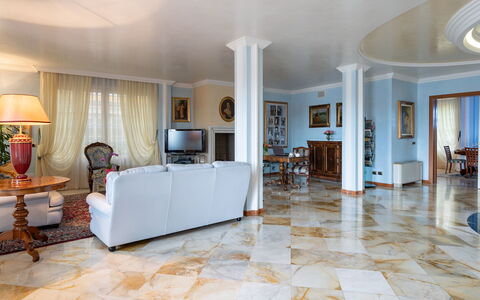 Villa Gabri 8: Flooring, Interior Design, Floor, Furniture, Ceiling, Couch, Living Room, Lighting, Room, Home