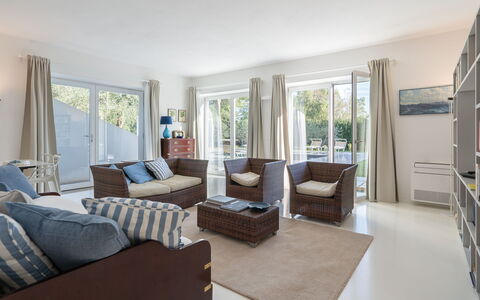 Villa Giomoa 8: Furniture, Interior Design, Flooring, Couch, Floor, Wood, Living Room, Chair, Ceiling, Room