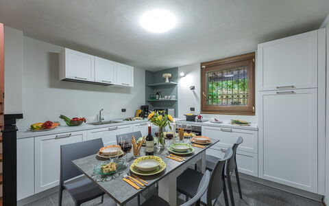 Villa Joy 6: Kitchen, Kitchen Appliance, Countertop, Major Appliance, Interior Design, Furniture, Home Appliance, Kitchen Stove, Home, Ceiling