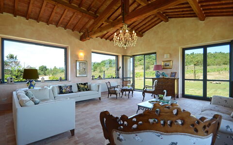 Podere Pomasciano 10: Furniture, Interior Design, Home, Couch, Table, Chair, Ceiling, Living Room, Room